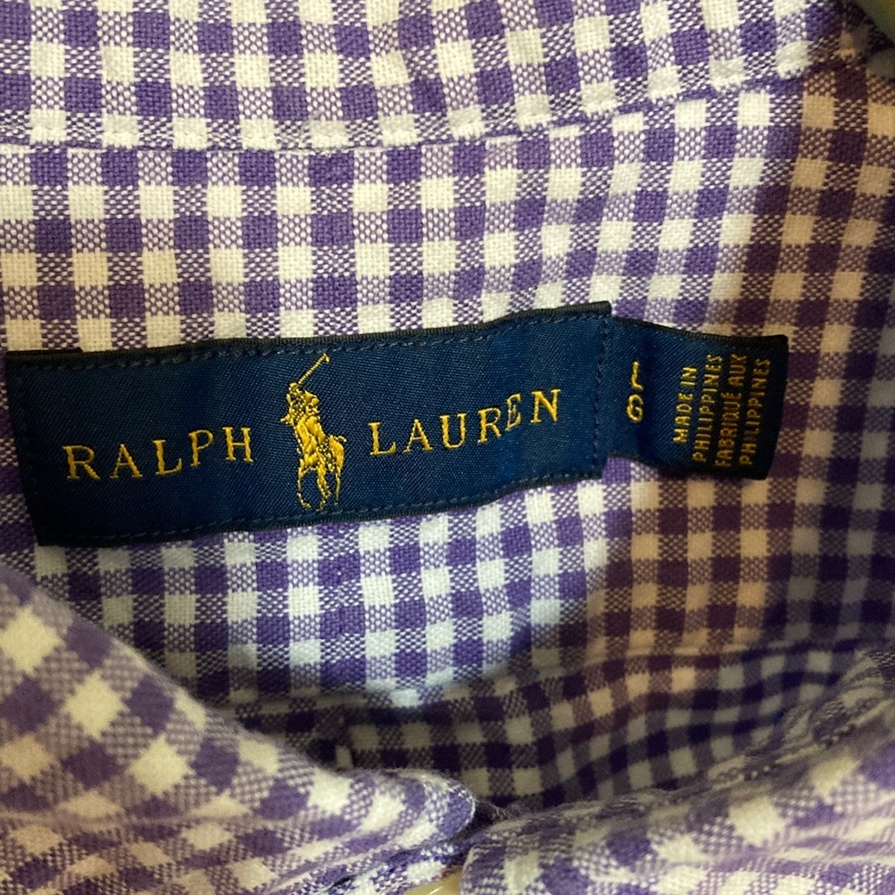 Polo Ralph Lauren Men's Purple & White Gingham Button-Down Dress Shirt - Picture 3 of 4
